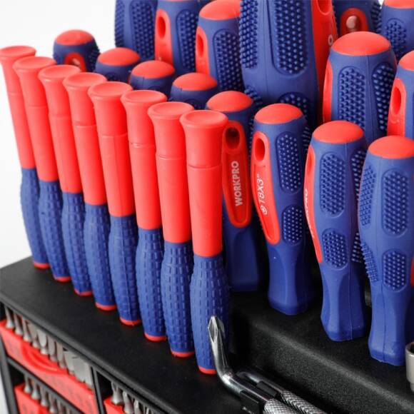 WORKPRO WP200560 100 Parça Duvar Askı Aparatlı Profesyonel CR-V Manyetik Tornavida ve Bits Uç Seti - 2