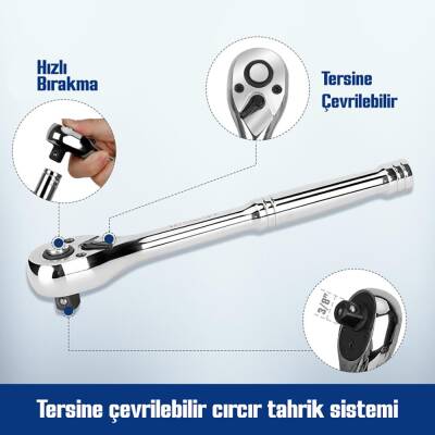 WORKPRO WP202524 1/4'’ 3/8’’ Metrik 75 Parça Cr-V Profesyonel Lokma Takımı - 6