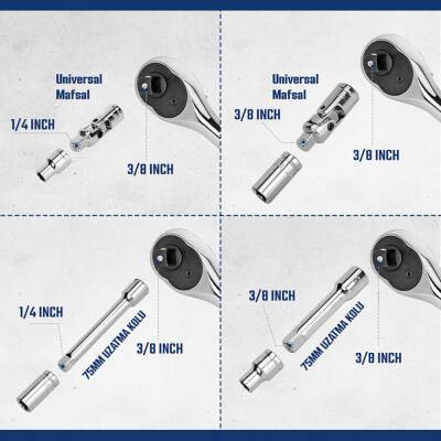 WORKPRO WP202524 1/4'’ 3/8’’ Metrik 75 Parça Cr-V Profesyonel Lokma Takımı - 9