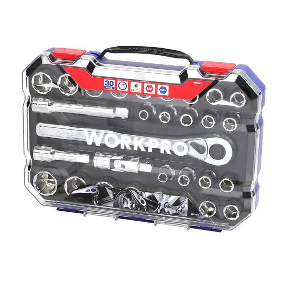 WORKPRO WP202525 30 Parça 1/2’’ CR-V Metrik/İnç Profesyonel Lokma Takımı - 8