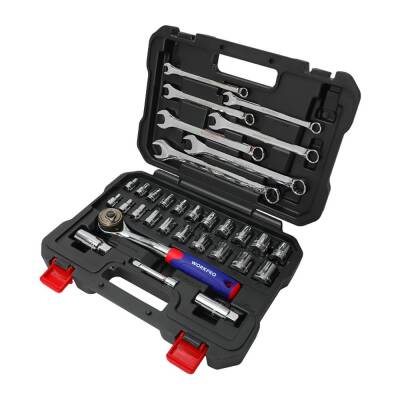WORKPRO WP202528 3/8’’ Metrik/İnç 32 Parça Cr-V Profesyonel Lokma ve Kombine Anahtar Takımı - Workpro (1)