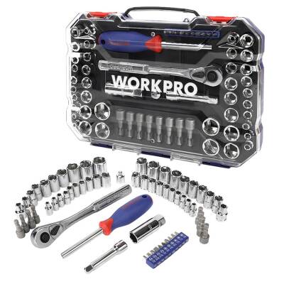 WORKPRO WP202566 1/4'’ 3/8’’ Metrik/İnç 63 Parça Cr-V Profesyonel Lokma Takımı - Workpro