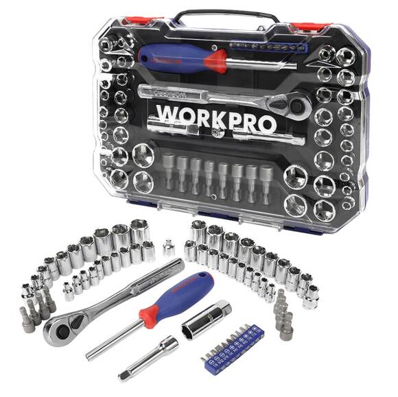 WORKPRO WP202566 1/4'’ 3/8’’ Metrik/İnç 63 Parça Cr-V Profesyonel Lokma Takımı - 1