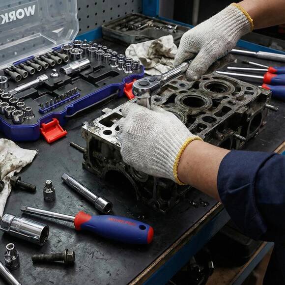 WORKPRO WP202566 1/4'’ 3/8’’ Metrik/İnç 63 Parça Cr-V Profesyonel Lokma Takımı - 6