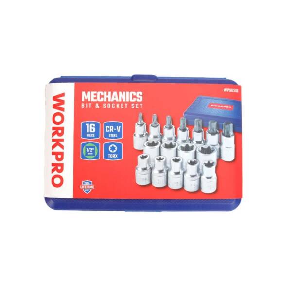 WORKPRO WP202596 1/2'’ CR-V 16 Parça Ağır Hizmet Torx Lokma Soketi / Ucu - 8