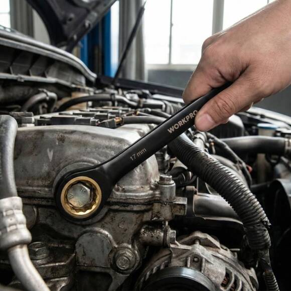 WORKPRO WP202602 8-19mm 9 Parça CR-V Profesyonel Cırcır Kombine Anahtar Takımı + Bez Taşıma Kılıfı - 4