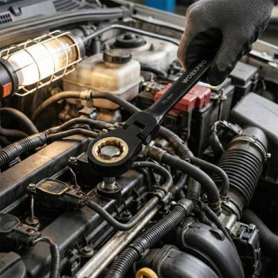 WORKPRO WP202603 8-17mm 8 Parça CR-V Profesyonel Mafsallı Cırcır Kombine Anahtar Takımı + Bez Taşıma Kılıfı - 4