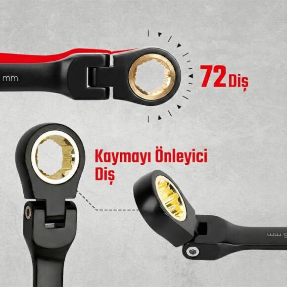 WORKPRO WP202603 8-17mm 8 Parça CR-V Profesyonel Mafsallı Cırcır Kombine Anahtar Takımı + Bez Taşıma Kılıfı - 8