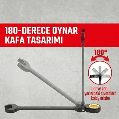 WORKPRO WP202603 8-17mm 8 Parça CR-V Profesyonel Mafsallı Cırcır Kombine Anahtar Takımı + Bez Taşıma Kılıfı - 10