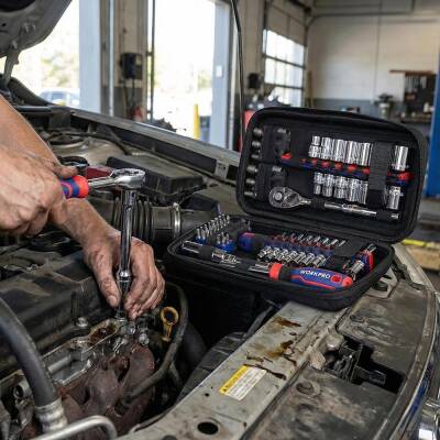 WORKPRO WP209006 84 Parça 3/8’’ 1/4’’ CR-V Metrik/İnç Profesyonel Lokma ve Bits Uç Takımı - 5