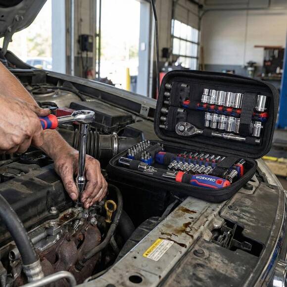 WORKPRO WP209006 84 Parça 3/8’’ 1/4’’ CR-V Metrik/İnç Profesyonel Lokma ve Bits Uç Takımı - 5