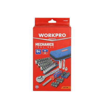 WORKPRO WP209006 84 Parça 3/8’’ 1/4’’ CR-V Metrik/İnç Profesyonel Lokma ve Bits Uç Takımı - 8