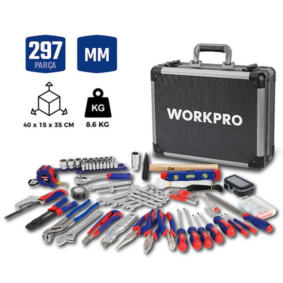 WORKPRO WP209100 297 Parça CR-V Profesyonel El Aleti Tamir Seti Tamir Bakım Çantası - 1