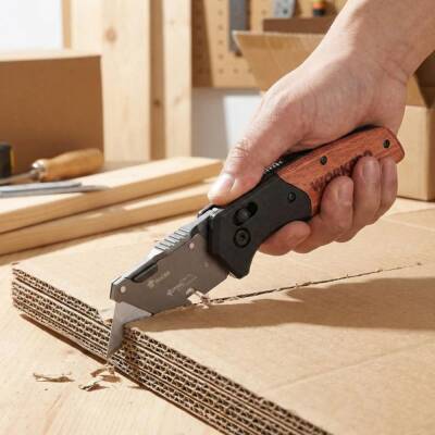 WORKPRO WP211035 Ağır Hizmet Çelik/Ahşap Gövde Katlanır Rötuş Maket Bıçağı + 11 Adet Yedek Bıçak - 5