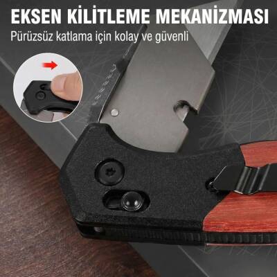 WORKPRO WP211035 Ağır Hizmet Çelik/Ahşap Gövde Katlanır Rötuş Maket Bıçağı + 11 Adet Yedek Bıçak - 8