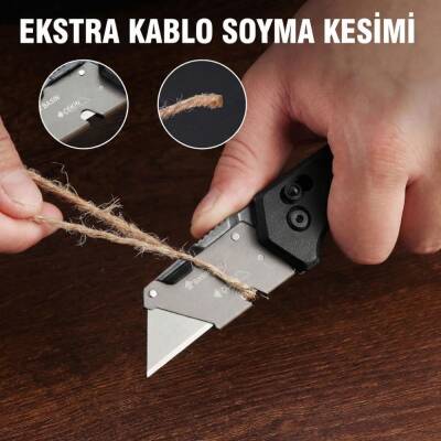 WORKPRO WP211035 Ağır Hizmet Çelik/Ahşap Gövde Katlanır Rötuş Maket Bıçağı + 11 Adet Yedek Bıçak - 7