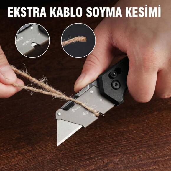 WORKPRO WP211035 Ağır Hizmet Çelik/Ahşap Gövde Katlanır Rötuş Maket Bıçağı + 11 Adet Yedek Bıçak - 7