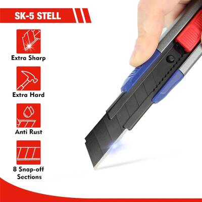 WORKPRO WP212022 18MM Ağır Hizmet Alüminyum Kasa Maket Bıçağı + 10 Adet Yedek Bıçak - 2