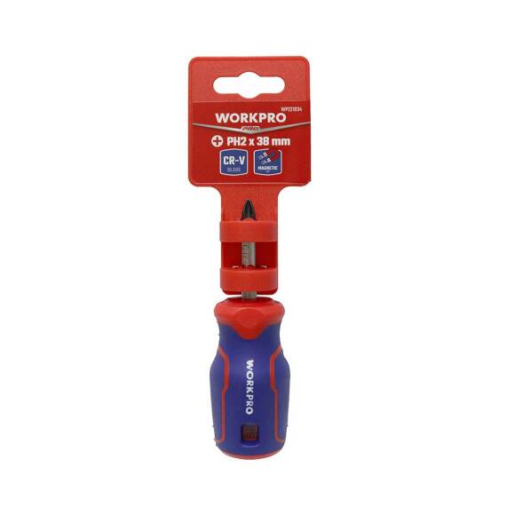 WORKPRO WP221034 PH2x38mm CR-V Manyetik Profesyonel Yıldız Topaç Tornavida - 3