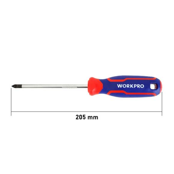 WORKPRO WP221037 PZ2x100mm CR-V Manyetik Profesyonel Yıldız Tornavida - 3