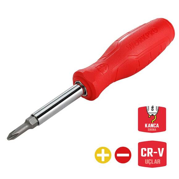 WORKPRO WP221066 6-IN-1 Çok Fonksiyonlu Değişken Uçlu Profesyonel Tornavida Seti - 1