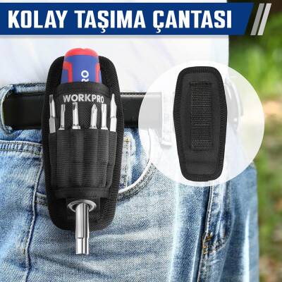 WORKPRO WP221306 15-IN-1 Çok Fonksiyonlu Değişken Uçlu Profesyonel Tornavida Seti + Bel Askı Kılıfı - 5