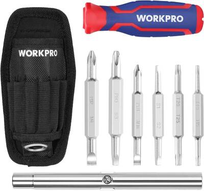 WORKPRO WP221306 15-IN-1 Çok Fonksiyonlu Değişken Uçlu Profesyonel Tornavida Seti + Bel Askı Kılıfı - Workpro (1)