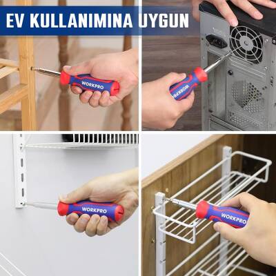 WORKPRO WP221306 15-IN-1 Çok Fonksiyonlu Değişken Uçlu Profesyonel Tornavida Seti + Bel Askı Kılıfı - 6