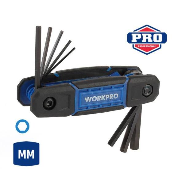 WORKPRO WP222028 8 Parça CR-V Metrik Çakı Tipi Profesyonel Allen Anahtar Takımı - 1