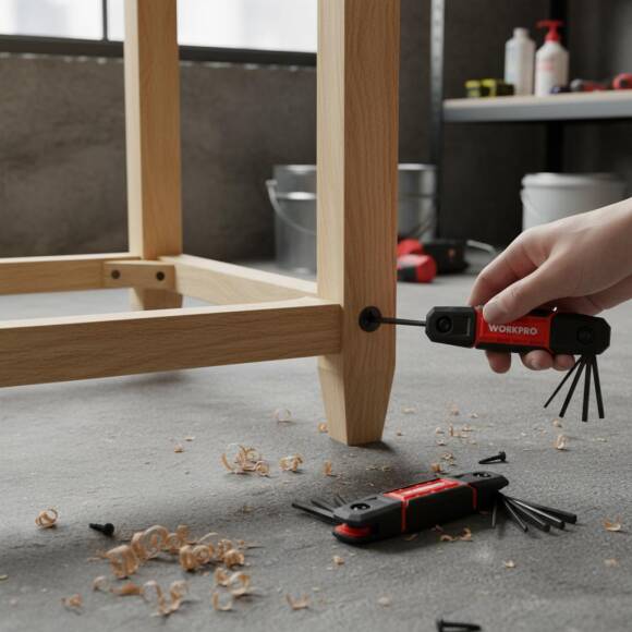 WORKPRO WP222029 9 Parça CR-V İnç Çakı Tipi Profesyonel Allen Anahtar Takımı - 5