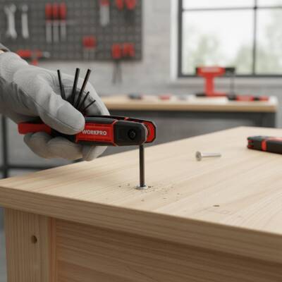 WORKPRO WP222029 9 Parça CR-V İnç Çakı Tipi Profesyonel Allen Anahtar Takımı - 6