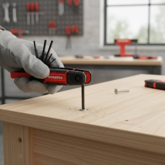 WORKPRO WP222029 9 Parça CR-V İnç Çakı Tipi Profesyonel Allen Anahtar Takımı - 6