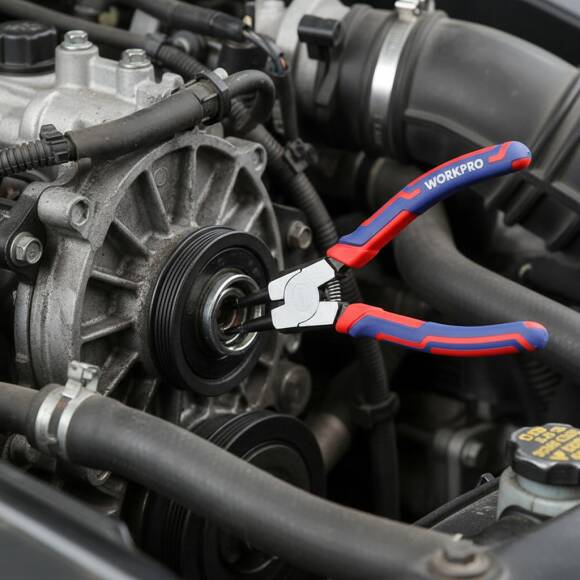 WORKPRO WP231150 180MM Cr-V Düz Yaylı Profesyonel Dış Segman Pensesi - 6