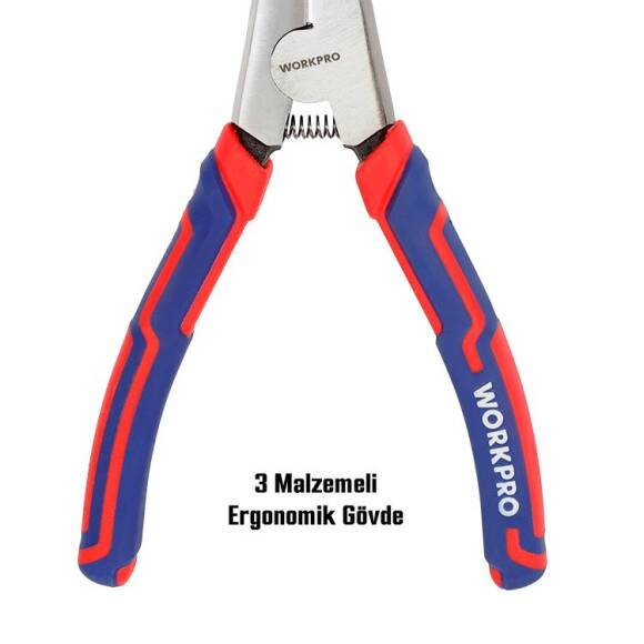 WORKPRO WP231150 180MM Cr-V Düz Yaylı Profesyonel Dış Segman Pensesi - 9