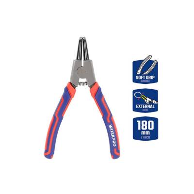 WORKPRO WP231151 180MM CR-V Eğri Uçlu Yaylı Profesyonel Dış Segman Pensesi - Workpro