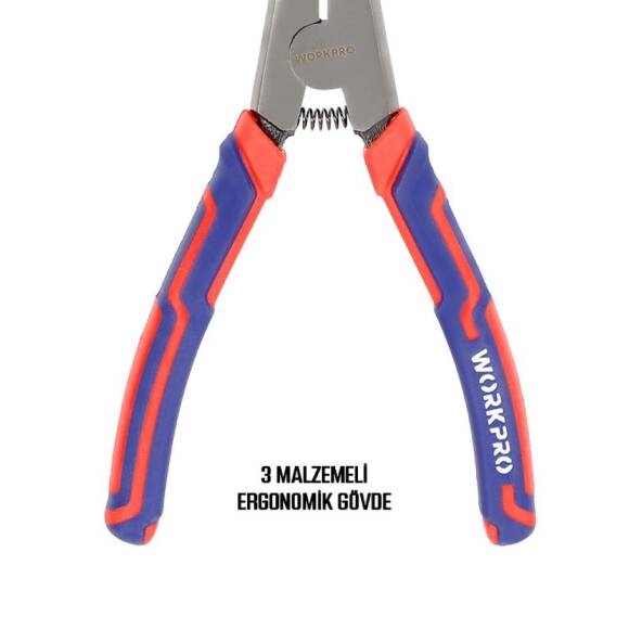 WORKPRO WP231151 180MM CR-V Eğri Uçlu Yaylı Profesyonel Dış Segman Pensesi - 9