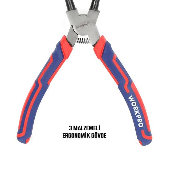 WORKPRO WP231152 180MM Cr-V Düz Yaylı Profesyonel İç Segman Pensesi - 9