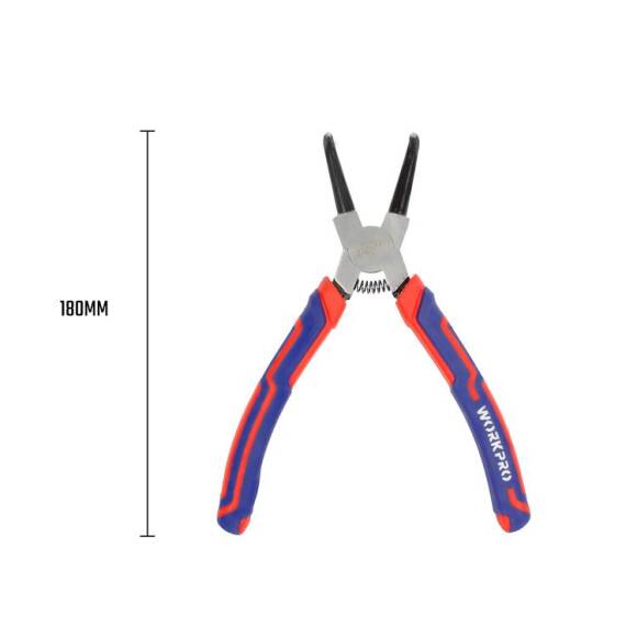 WORKPRO WP231153 180MM Cr-V Eğri Uçlu Yaylı Profesyonel Dış Segman Pensesi - 2