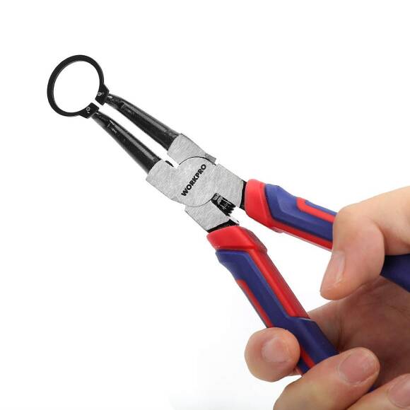WORKPRO WP231153 180MM Cr-V Eğri Uçlu Yaylı Profesyonel Dış Segman Pensesi - 5