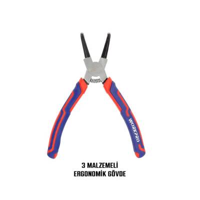 WORKPRO WP231153 180MM Cr-V Eğri Uçlu Yaylı Profesyonel Dış Segman Pensesi - 9