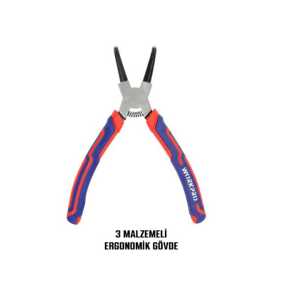 WORKPRO WP231153 180MM Cr-V Eğri Uçlu Yaylı Profesyonel Dış Segman Pensesi - 9