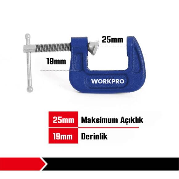 WORKPRO WP232016 25mm G Tipi İşkence - 1
