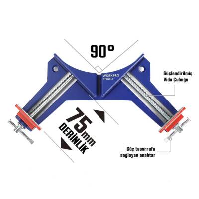 WORKPRO WP232043 75mm 90° Profesyonel Köşe İşkence - 3