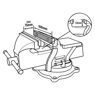 WORKPRO WP233005 100mm 360° Döner Tabanlı Örslü Profesyonel Tezgâh Mengene - 3