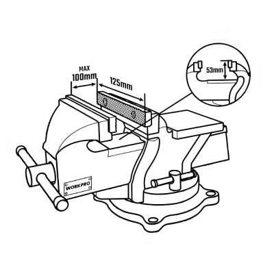 WORKPRO WP233006 125mm 360° Döner Tabanlı Örslü Profesyonel Tezgâh Mengene - 3