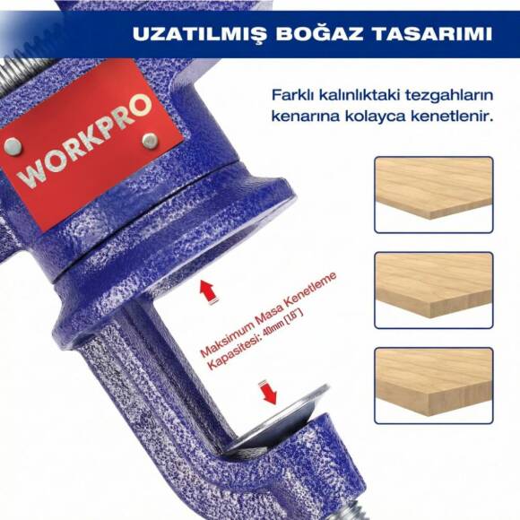 WORKPRO WP233010 65mm 360° Döner Tabanlı Örslü Profesyonel Mini Tezgâh Mengene - 2