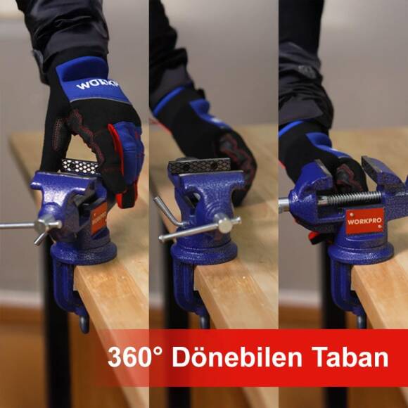 WORKPRO WP233010 65mm 360° Döner Tabanlı Örslü Profesyonel Mini Tezgâh Mengene - 5