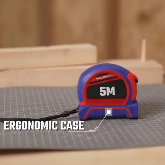 WORKPRO WP261041 5Mx25mm Naylon Kaplama Sarı Çift Taraflı Manyetik Çelik Şerit Metre - 6