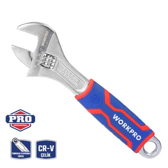 WORKPRO WP272011 200mm Cr-V Profesyonel Kurbağacık Anahtar - 1