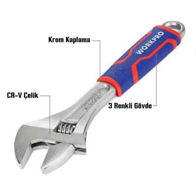 WORKPRO WP272012 250mm Cr-V Profesyonel Kurbağacık Anahtar - Workpro (1)
